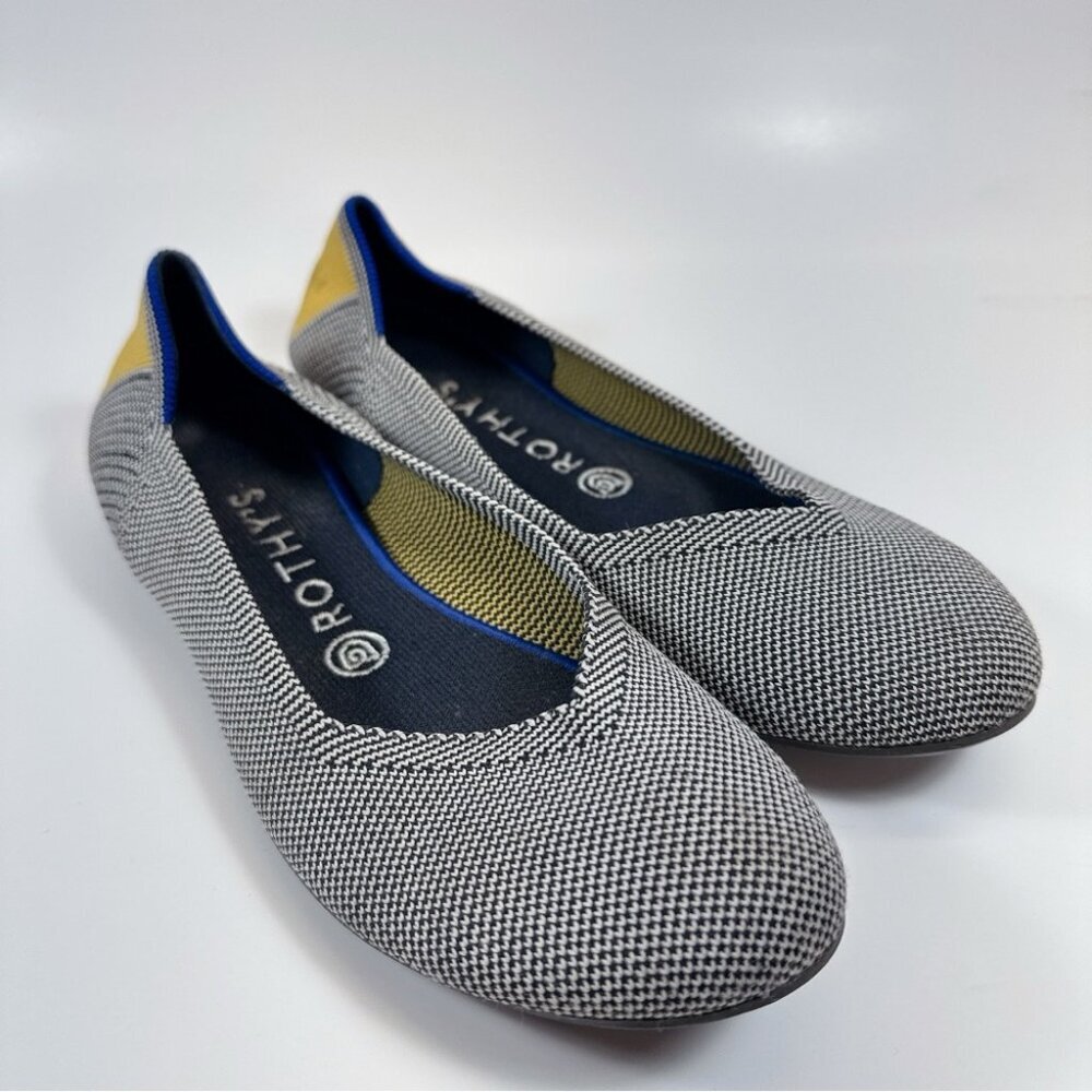 Rothy's Womens 9 Shale Ribbon Stripe Round Toe Flats - Picture 4 of 14